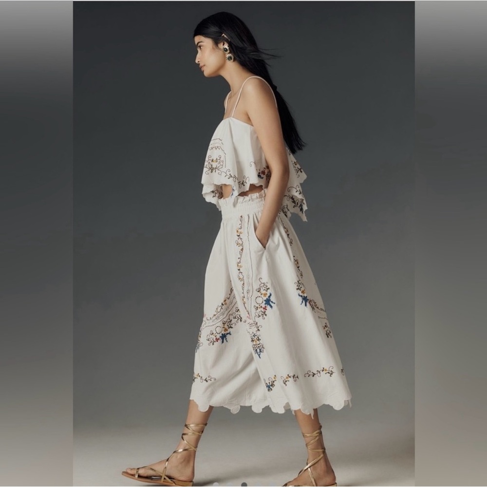Anthropologie Embroidered Culottes - Picture 2 of 2